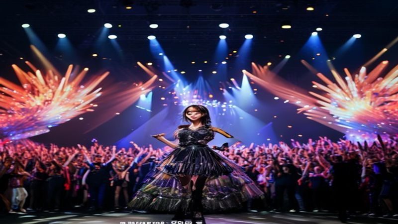 一乃葵2026年度特辑发布现场，舞台灯光璀璨，粉丝热情高涨，一乃葵身着特别造型亮相